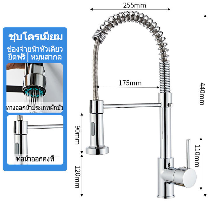 ก๊อกน้ำแบบดึงออกได้-ก๊อกน้ำสำหรับห้องครัว-ก๊อกน้ำสำหรับห้องครัวแบบดึงออกได้-ก๊อกแบบหัวดึงออกได้-ก๊อกน้ำอ่างล้างจาน