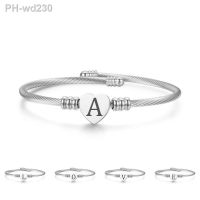 Hapiship Silver Color Stainless Steel Heart Bracelet Bangle With Letter Fashion Initial Alphabet Charms Bracelets For Women G239