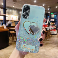 เคสโทรศัพท์ KONSMART สำหรับ OPPO A18 A58 A38 4G ใหม่ล่าสุด2023ดาวกากเพชรส่องแสงเป็นประกายวิบวับอวกาศรูปหัวใจ Tpuนิ่มชนิดใสยืดหยุ่นเคสใส่โทรศัพท์สำหรับ A78 OPPO 4G 5G A98 5G