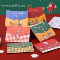 6 pcs/lot Cartoon Merry Christmas paper Envelope with Message Card Greeting card Letter Stationary Storage Paper Gift