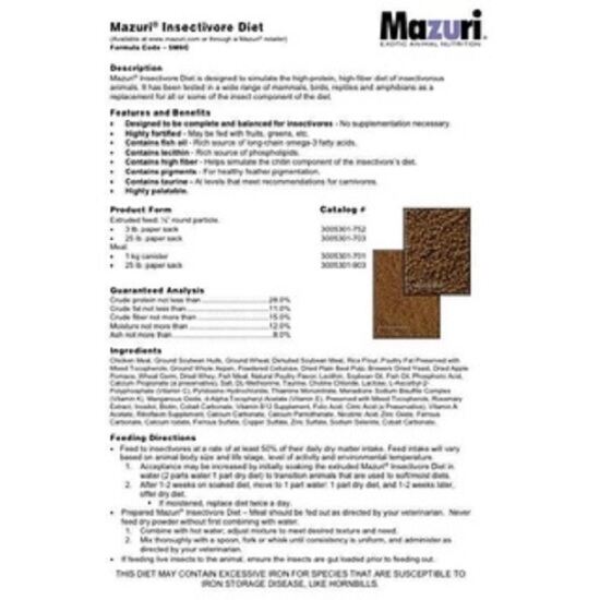 Cám mazuri insectivore diet 5m6c dành cho chim cảnh 100% nhập khẩu từ mỹ - ảnh sản phẩm 2