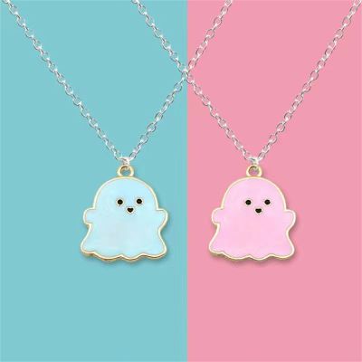 【CW】 Black and White Ghost Couple Necklace Double Necklace Sweet and Cool Girlfriends Necklace Joker New Sweet Pendant
