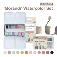 【CW】12สีกล่องดีบุกสีทึบสีน้ำ Morandi สีสีน้ำสำหรับการ์ตูนและภาพบุคคลการวาดภาพอุปกรณ์ศิลปะ 1 1 1