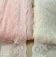 2 Meters Pretty Exquisite Pink Beige Lace Trim Floral Embroidered Cotton Tulle  Lace Fabric Dress Costume Supplies DIY Craft Fabric  Material