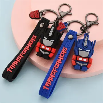 Cartoon Movie Transformer Key Chain Optimus Prime Bumblebee Robot Key Chains Silicone Car Key Chain Bag Pendant Keyring Friends