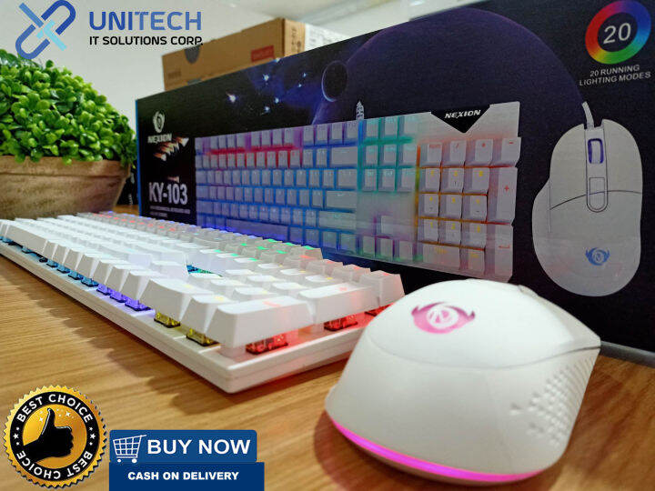 NEXION KY103 RGB MECHANICAL KEYBOARD AND MOUSE COMBO (WHITE) Lazada PH