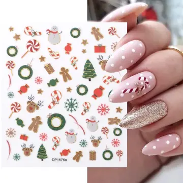 9Pcs Gold Laser Color Christmas Colorful Nail Art Stickers Cartoon Elk  Christmas Tree Snowflake Snowman Animal Decoration DIY Design Nail Art  Decals Decorative Nail Art Accessories