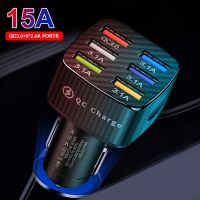 75W 6 Ports USB Car Charger Fast Charging PD Quick Charge 3.0 USB C Car Phone Charger Adapter For iPhone 14 13 Xiaomi 13 Samsung Car Chargers