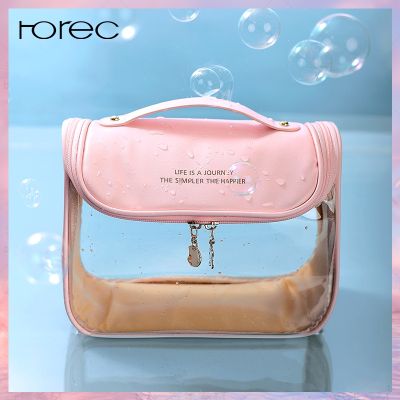 Horec กระเป๋าจัดระเบียบ กระเป๋าใส่เครื่องสำอาง กันน้ำได้ Transparent pvc fashion toiletry bag, travel cosmetics storage bag, waterproof ins makeup bag