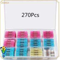 ZHIMUA 270Pcs ฉนวนกันความร้อน ขั้วต่อปลายท่อหด กันน้ำกันน้ำได้ 26-10 AWG ชุดขั้วต่อสายไฟ พร้อมกล่องเก็บของ 4ขนาด ขั้วต่อไฟฟ้าแบบจีบ ยานยนต์สำหรับรถยนต์