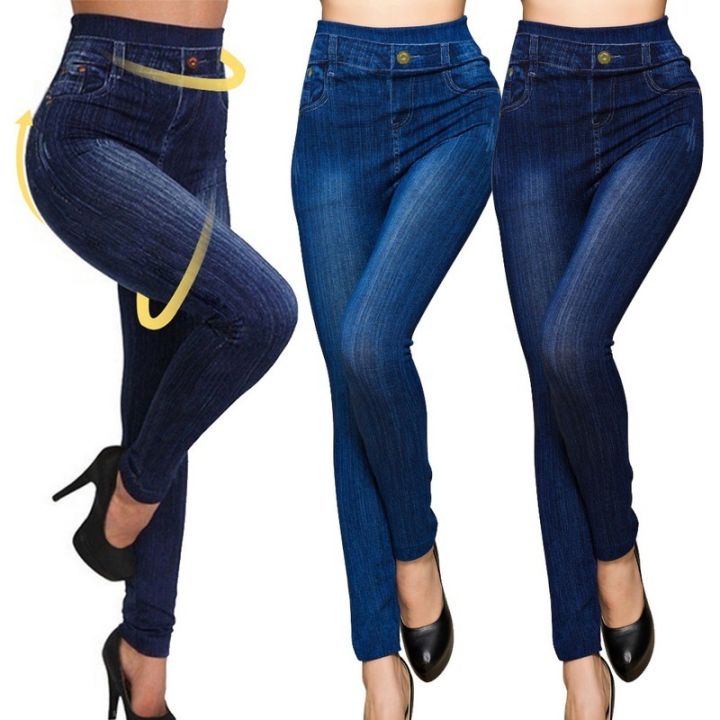 chuimou-กางเกงยีนส์ผู้หญิง-กางเกงยีนส์เลียนแบบกางเกงยีนส์เลกกิ้งขนาดพลัสเอวสูงกางเกงรัดรูปแฟชั่นลำลอง