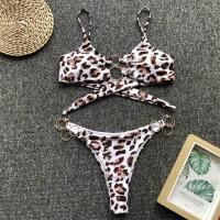 SINO.TREND Sexy Metal Rings Brazilian Bikini Set  Women Leopard Split Swimwear Female Split Thong Swimsuit Bathing Suit Swim