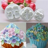 3Pcs/Set Silicone Hydrangea Fondant Cake Decorating Plunger Cutter Flower Blossom Mold Home Cake Tools Bread Cake  Cookie Accessories