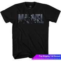 เสื้อยืดคุณภาพดี เสื้อยืดโอเวอร์ไซส์ร์ตูนพิมพ์ฤดูร้อน ย์เสื้อยืด Marvel Logo Black Panther Avengers Super Hero Adult Tee Graphic T-Shirt