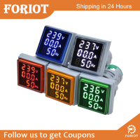 Foriot  ดีมอร์100% ของแท้22มม. 70-75HZ สแควร์มินิสามในหนึ่ง LED จอแสดงผลดิจิตอลแรงดันไฟฟ้า AC ปัจจุบันเฮิรตซ์เมตร0-100A 60-500V