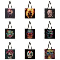 Horror Skull Printed Handbag Women 39;s Casual Handbag Women 39;s Shoulder Bag Foldable Shopping Bag Beach Bag Handbag