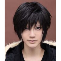 Men Anime Cosplay Wig Male Short Straight Black Costume Synthetic Hair Cos Wigs Wig Hairy