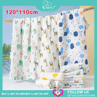 VREN พิมพ์ออกแบบ120X110CM ทารกแรกเกิดมัสลินผ้าฝ้าย100% ตาข่ายสองชั้นเด็กห่อผ้าห่ม