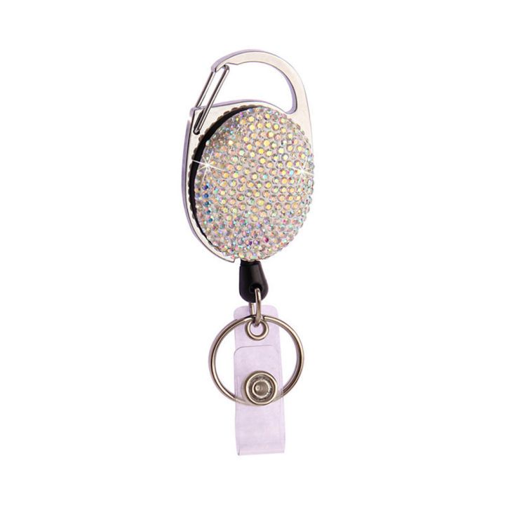 key-chain-belt-clips-card-holder-rhinestones-tag-badge-reel-name-car-shinny-keychain-crystal