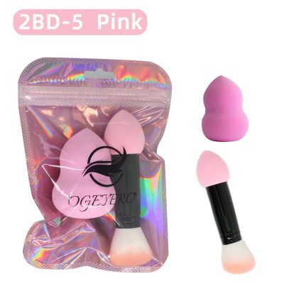 【CW】ஐ  OGEYERO 1pc blusher brush 2 heads Make up Brushes Metal Tools with Sponge for Makeup