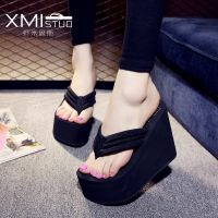 High-heeled slippers female summer thick bottom word procrastinates wholesale wedges pinches cool platform shoes