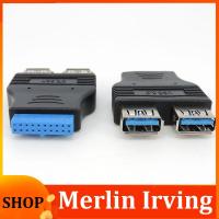 Merlin Irving Shop Dual Port USB 3.0 to Motherboard Mainboard Internal 20pin Header Adapter 20-pins to 2 X USB A Female