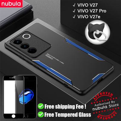 NUBULA เคสสำหรับ VIVO V27 Pro | Vivo V27e อะลูมินัมอัลลอยผิวด้านฝาหลังกันรอยขีดข่วนเคสโทรศัพท์มือถือ Hp VIVO V27 Pro กระจกนิรภัยป้องกันหน้าจอฟรีสำหรับ VIVO V27 Pro V27e