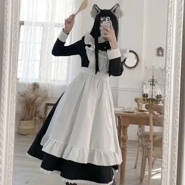 Women Cute Maid Outfit Anime Cosplay Lolita Dress Short Sleeve Kawaii Pink  Black | eBay