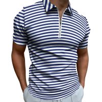 Hot Selling Rainbow Striped Polo Shirts Men Colorful Stripes Print Casual Shirt Day Vintage Zipper T-Shirts Short-Sleeve Oversized Tops2023