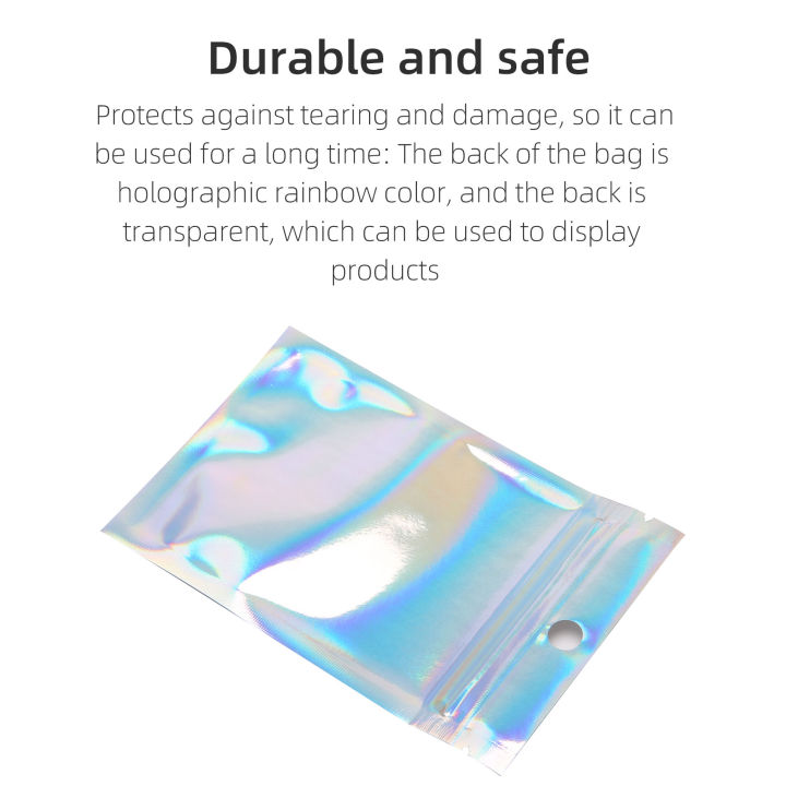 150-pcs-mylar-zipper-closure-bags-aluminum-foil-food-storage-bags-holographic-rainbow-color-mylar-bags-resealable-pouch