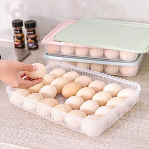 Plastic Refrigerator Egg Trays, 24 Deviled Egg Tray Carrier with Lid
