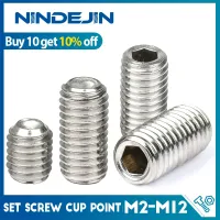 NINDEJIN Hex Set Soket Sekrup Cup Point Baja Tahan Karat M2 M3 M4 M5 M6 M8 M10 Soket Segi Enam Tanpa Kepala Sekrup Lundi DIN916