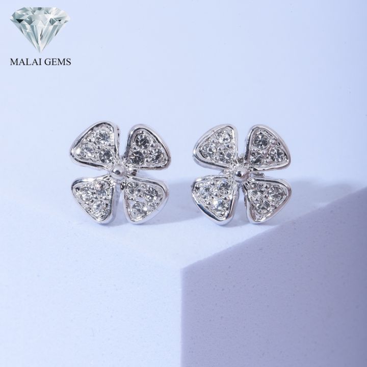 malai-gems-ต่างหูเพชร-เงินแท้-silver-925-เพชรสวิส-cz-เคลือบทองคำขาว-รุ่น-แถมกล่อง-ต่างหูcz-ต่างหูเงินแท้