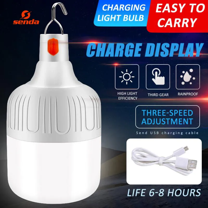 Cheap USB Rechargeable Light Bulb Outdoor Camping 3 Model Dimmable Portable Lanterns  Emergency Light