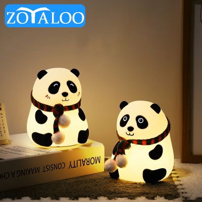 Led Cute Cartoon Silicone Panda Lamp USB Touch Sensor Colorful Light Bedroom Bedside Night Light for Children Kids