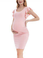 Maternity Women Dress Summer Cute Ruffle Sleeves Pregnancy Bodycon Clothes For Photoshoot