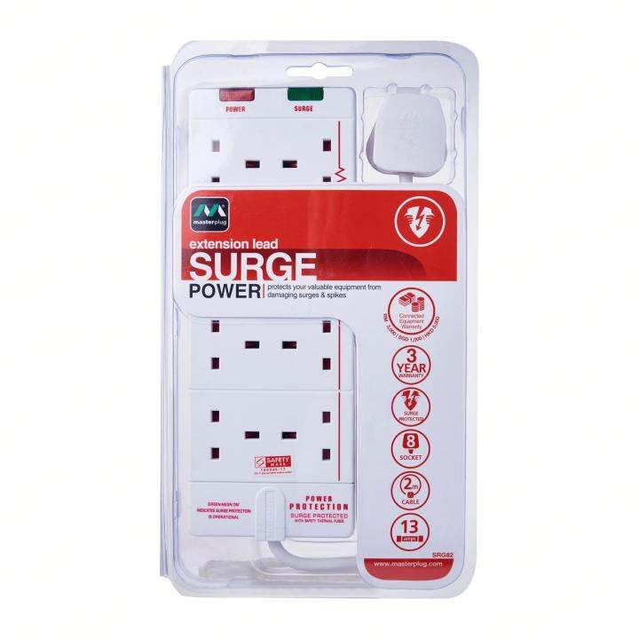 Masterplug Srg82Mpa 8 Socket 2M Surge Extension Lead (White) Lazada