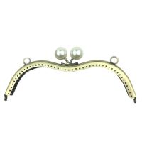 Retro Metal Purse Frame Handle Bronze Curved Embossed Kiss Clasp Metal Handle Pearl Head Bronze