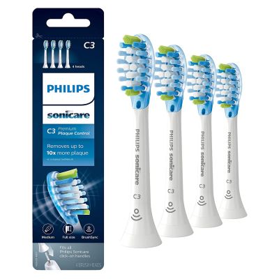 แปรงสีฟันควบคุมแผ่นโลหะพรีเมี่ยมสำหรับแปรงสีฟันไฟฟ้า Philips Sonicare HX9044/65 C3สีขาว