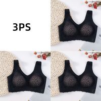 Women39 3ชิ้นยางไทย4.0 Bra Olahraga Seamless น้ำแข็ง Celana Dalam Bahan Sutra เสื้อชั้นในลูกไม้บราใส่นอนด้านหลัง