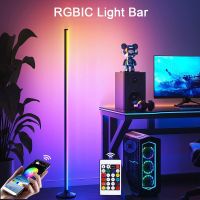 1.2m Smart RGB LED Night Lights Music App Control Pickup Light Rhythm Ambient Floor Lamp for Game Bedroom Desktop Decor Lighting Night Lights