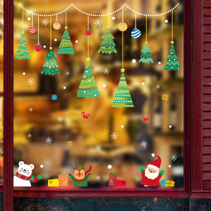 Christmas Window Decals Santa and Cozy House Stickers Design Self ...