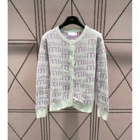 [FREE SHIPPING]MIU Letter Knitted Long Sleeve Cardigan