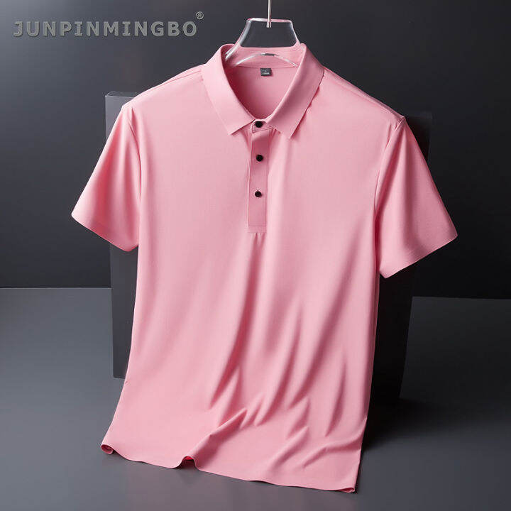 junpinmingbo-เสื้อโปโลลำลองผ้าไอซ์ซิลค์สำหรับผู้ชาย-m-5xl-เสื้อโปโลเนื้อผ้านุ่มระบายอากาศได้ดียืดได้เนื้อผ้านุ่มให้ความเย็นทางการเข้ารูปขนาดพลัสไซส์