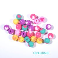 DIY Bracelet Accessories Multi Color Blocking Acrylic Heart Painted Beads 12MM Jewelry Making Departments Round Spacer 20pcs Beads