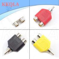 QKKQLA RCA Y Splitter AV Audio Video Plug Converter 1 Male to 2 Female Adapter Kit Lotus Color AV Jack RCA Plug To Double