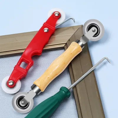 Rubber Rolling Wheel Install Tools Wooden Handle Spline Roller for Renovator Window Installation Screen Door Household Hand Tool