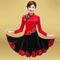 [COD] dance sports suit gold velvet middle-aged and elderly group performance womens new spring autumn