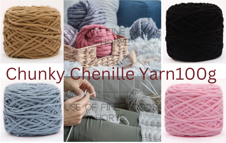 Chunky Chenille Yarn100g , fluffy yarn , Crochet Thick Yarn Ball DIY Scarf  Sweater Towel Hand Knitting Crochet Craft Big Yarn