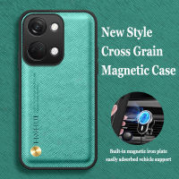 เคสโทรศัพท์สำหรับ OnePlus Nord 3 5G/Ace 2V 5G หนังลายขวางหรูหรามีเลนส์ปลอกซิลิโคนตัวดูดแม่เหล็กในตัวฝาหลังรวมทุกอย่าง T1-27